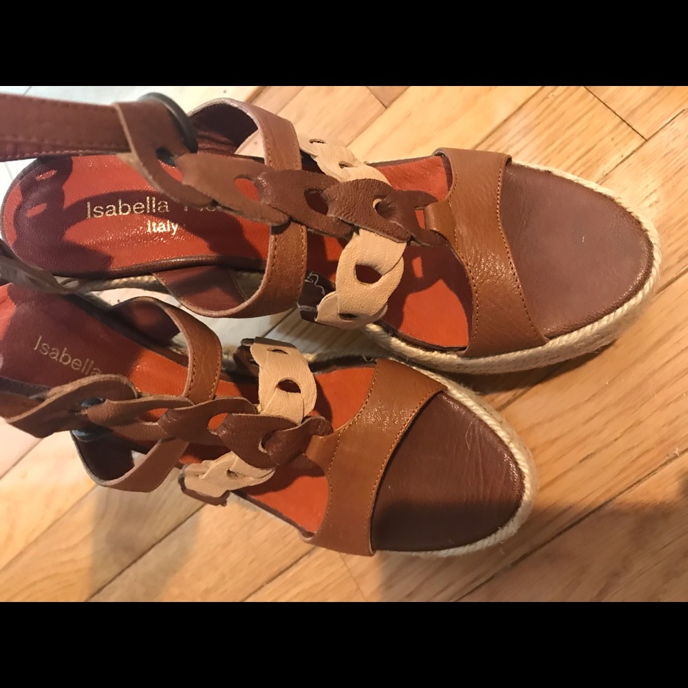 Isabella Fiore brown braided leather wedge sandal